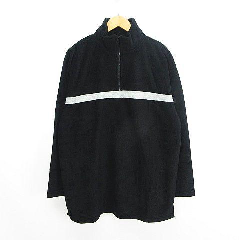 未使用品 RELATION フリース カットソー 長袖 ハイネック ハーフジップ L ブラック ※E...