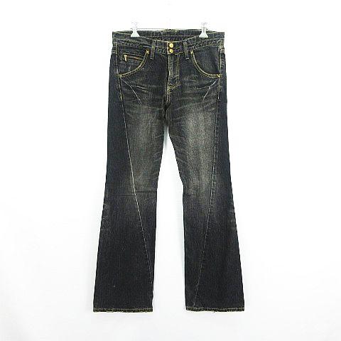 リー LEE 07322 デニム ジーンズ ボトムス ブーツカット 立体裁断 ユーズド加工 S ブラ...