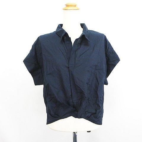 未使用品 アースミュージック&amp;エコロジー シャツ ブラウス 半袖 スキッパー タック ヘム コットン...