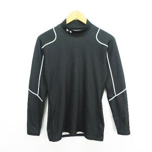 アンダーアーマー UNDER ARMOUR インナーシャツ 長袖 モックネック コールドギア ロゴ 総柄 ストレッチ MD ブラック スポーツウェア ※EKM