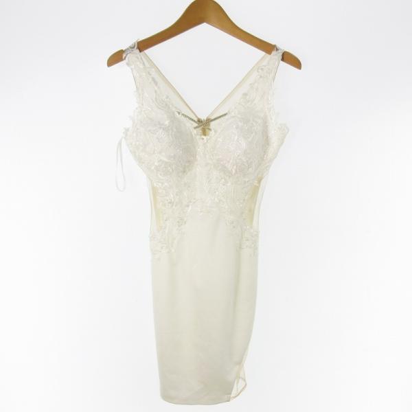 JEWELS ジュエルズ ドレス ワンピース ノースリーブ ひざ丈 刺繍 レース ベージュ ホワイト...