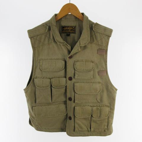 エディーバウアー EDDIE BAUER ハンティングベスト フィッシング ポケット カーキ M T...