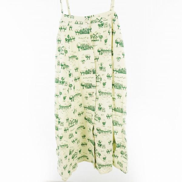 RUBY AND YOU トワルドジュイ柄 ロングスカート 総柄 ゴムウエスト オフホワイト グリー...