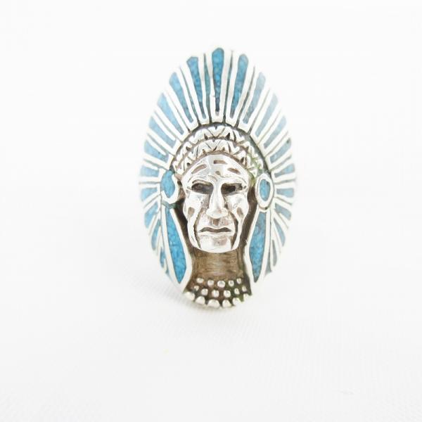 NAVAJO ナバホ族 インディアン ヘッドリング 指輪 シルバー925 ターコイズ 約20号 イン...