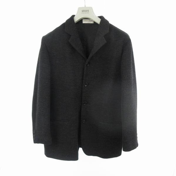 ジョルジオアルマーニ GIORGIO ARMANI テーラードジャケット ニット 4B チャコールグ...