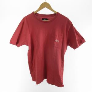 ステューシー STUSSY Tシャツ 半袖 ポケット ロゴ 刺繍 レッド ピンク系 M 株式会社ジャック トップス メンズ