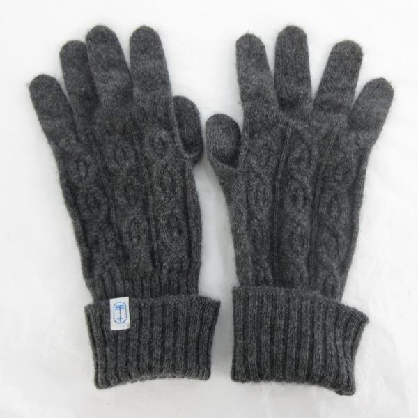 tet.テト カシミヤ100％ 手袋 グローブ ケーブルニット グレー 日本製 レディース