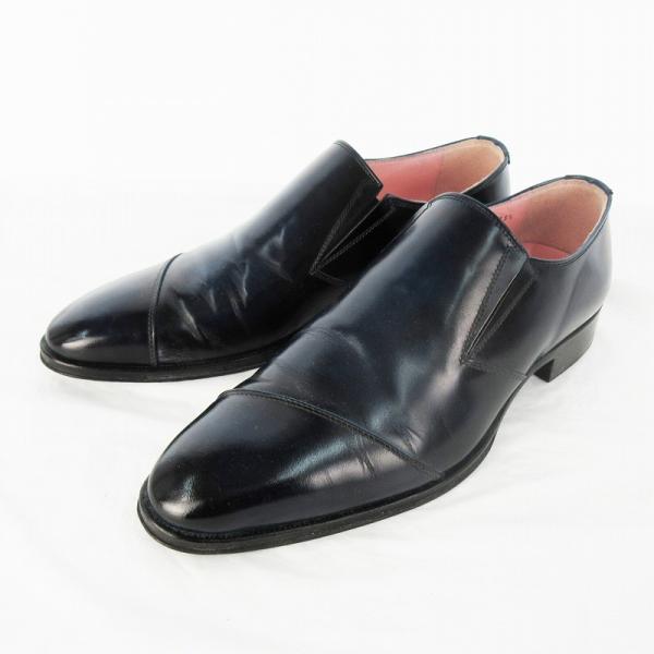 鞆ゑ ともえ トモエ 浅草 日本製 25 1/2 ビジネスシューズ ローファー ネイビー 紺 レザー...