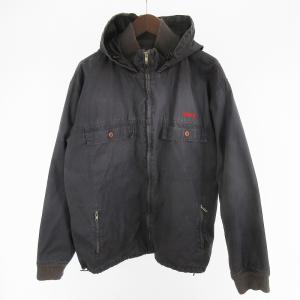 ステューシー STUSSY OLD オールド 90’S コットン パーカー ジャケット ブルゾン ロゴ 刺繍 フェード グレー M アウター ヴィンテージ メ