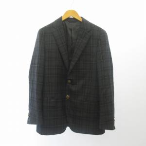 バーバリーブラックレーベル BURBERRY BLACK LABEL テーラードジャケット ブレザー チェック 金釦 グレー 約M-L ■GY09 メンズ｜vectorpremium