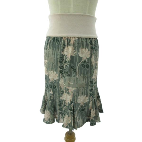 アンテプリマ ANTEPRIMA 美品 スカート 花柄 絹 シルク 36 緑 グリーン ピンク 08...
