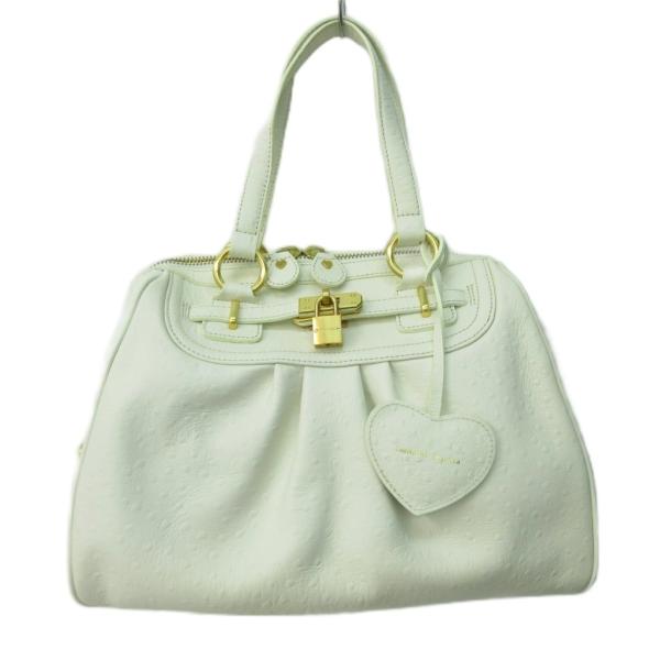 サマンサタバサ Samantha Thavasa ミニ ボストンバッグ ハート チャーム レザー 白...