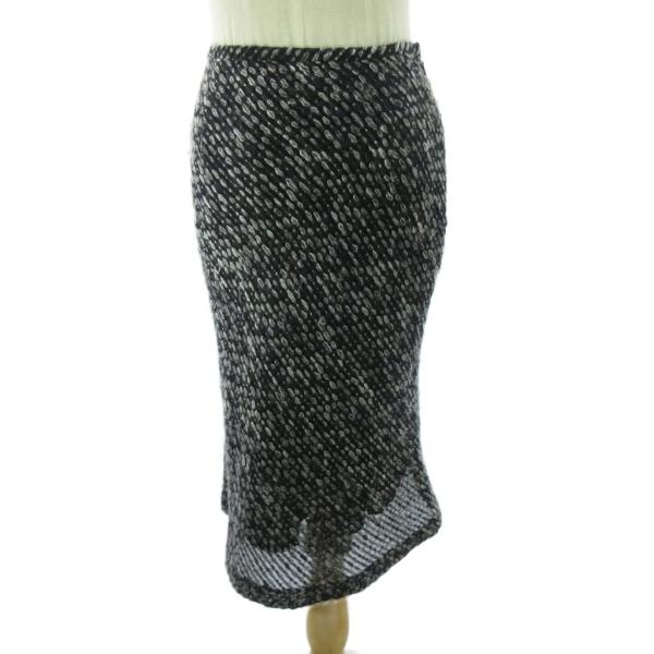 23区 オンワード樫山 スカート ツイード ウール シルク混 ロング丈 38 黒 ブラック 0923...