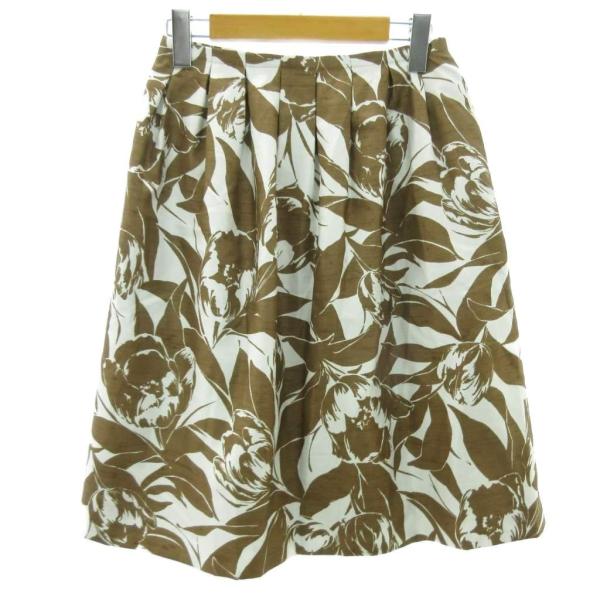 ランバン LANVIN COLLECTION 美品 総柄 ロング スカート 36 約S 茶 ブラウン...