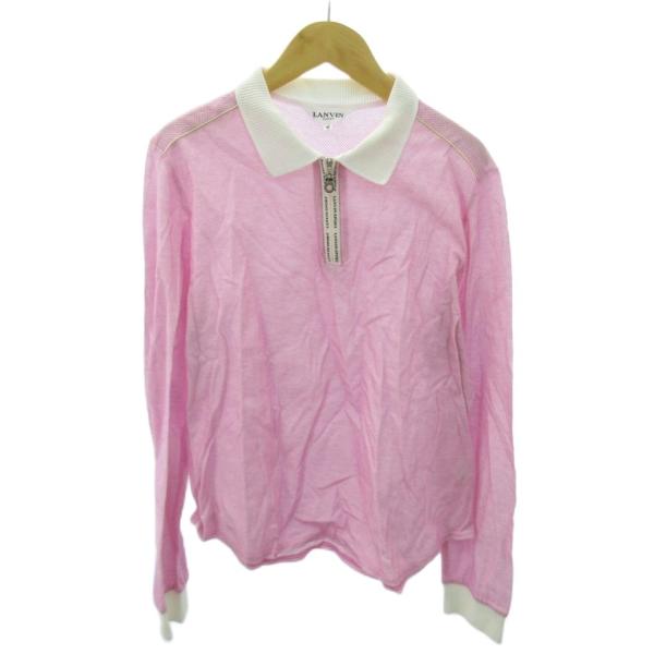 ランバン LANVIN ポロシャツ ハーフジップ 長袖 42 ピンク 1026 ■YHS6 レディー...