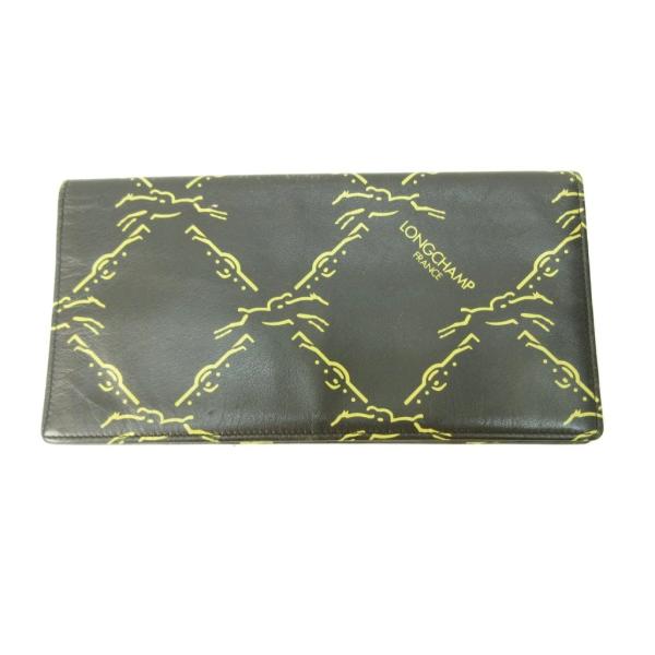 ロンシャン LONGCHAMP ロゴ 長財布 ロングウォレット 二つ折り 茶 ブラウン  レディース