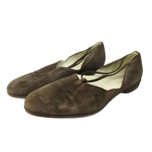 ジョルジオアルマーニ GIORGIO ARMANI パンプス フラットシューズ ラウンドトゥ スエード 35 22.0cm 茶 ブラウン 1226 ■YHS3