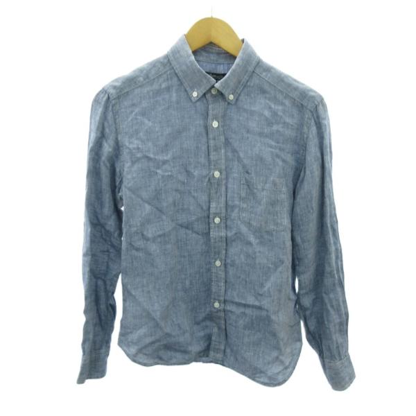 リズムオブライフ RHYTHM OF LIFE 美品 ボタンダウン BDシャツ 麻 リネン 長袖 S...