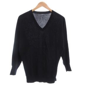 スリードッツ three dots ニット セーター 長袖 ウール Vネック 紺 ダークネイビー /AE ■YHS12 レディース