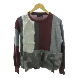 deluxee'm ニット セーター フォックスファー 長袖 2 紅 茶 ボルドー ブラウン グレー 1226 ■YHS9 レディース