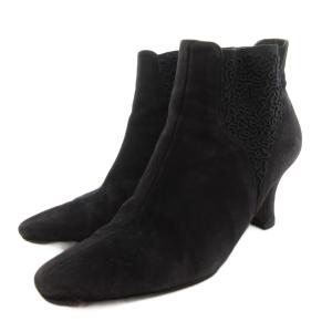 ニナリッチ NINA RICCI ショートブーツ 7 サイドゴア スエード 黒 ブラック /AE レディース