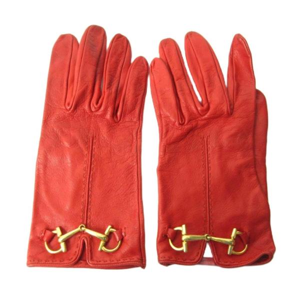 グッチ GUCCI 手袋 グローブ ホースビット レザー 赤 レッド 0105 レディース