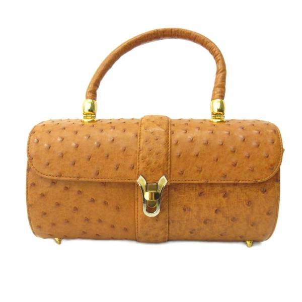 美品 オーストリッチ トートバッグ レザー 茶 ブラウン 0121 レディース