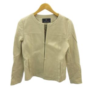 パサデココ PASA DE COCO ノーカラージャケット ブルゾン フェイクレザー ショート丈 9 ベージュ 0204 レディース
