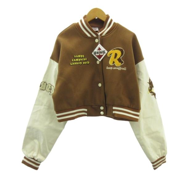 未使用品 HOOK タグ付き スタジャン ジャケット ワッペン キッズ 茶 ブラウン XL キッズ