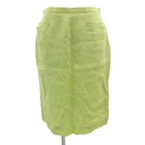 タルボット TALBOTS スカート 麻 リネン 4 ライトグリーン 無地 ひざ丈 ポケット付き /TQ ■GY99 レディース