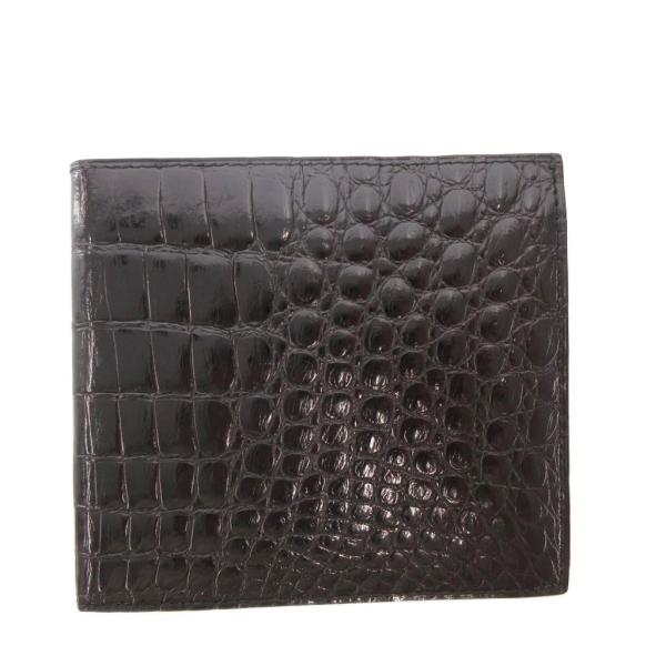 ジーノトロンバ 美品 財布 二つ折り 黒 ブラック  クロコ レザー /NL メンズ