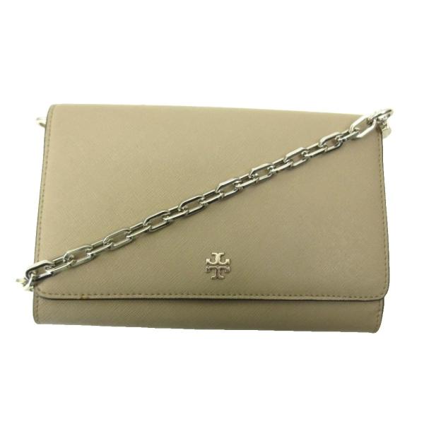 トリーバーチ TORY BURCH ウォレットショルダー バッグ 財布 レザー チェーン グレージュ...
