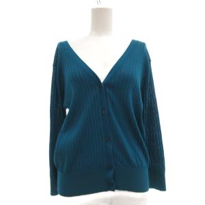 ビス ViS 美品 ニット カーディガン L 青 ブルー Vネック 長袖 リブ編み /MG レディース
