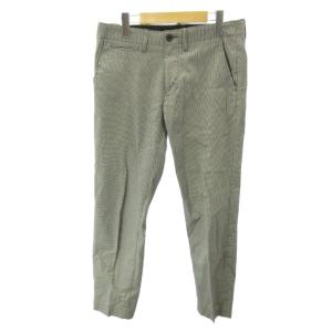 キッフェ KIFFE パンツ スラックス テーパード ジップフライ 千鳥格子 総柄 28 白 黒 ホワイト ブラック 0612 メンズ