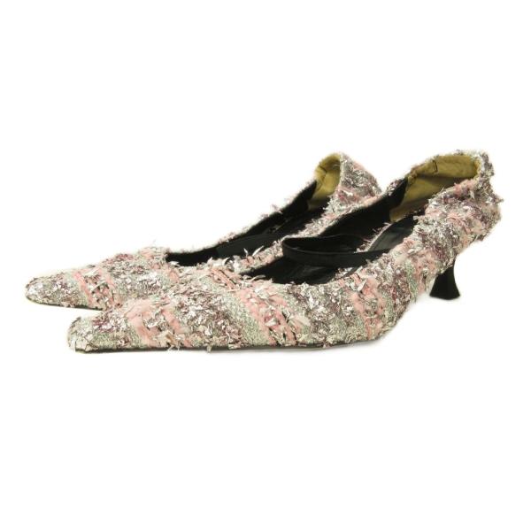 ピッピシック PIPPICHIC パンプス シューズ ポインテッドトゥ ヒール ラメ 37 24.0...