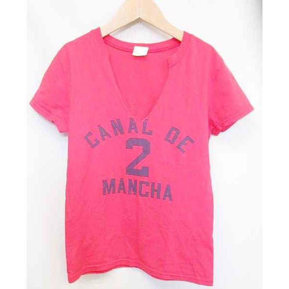 中古 マウジー moussy Tシャツ 半袖 プリント コットン 100 赤 S【ベクトル 古着】