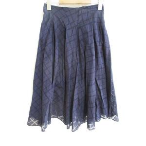 ザラ ベーシック ZARA BASIC チェック ミディ スカート ネイビー XS レディース