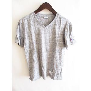 チャンピオン CHAMPION Vネック 半袖 Tシャツ ロゴ グレー S メンズ