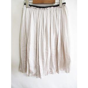 膝丈 スカート 薄手 ペチコート付き リバーシブル ベージュ 38 レディース