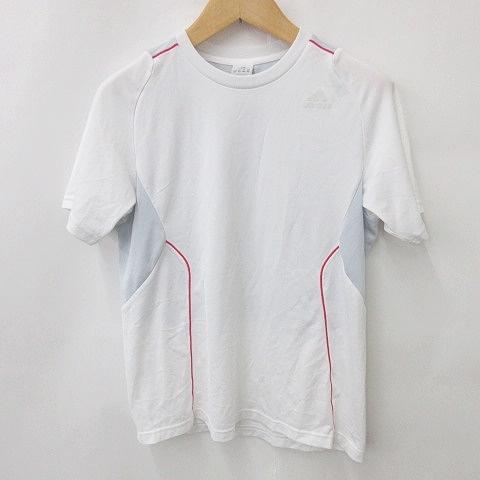 アディダス adidas スポーツ ウエア Tシャツ 半袖 丸首 別布 メッシュ テープ 白 グレー...