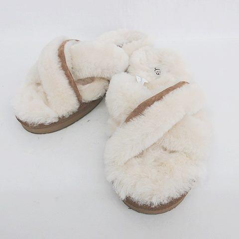 アグ UGG ABELA アベラ サンダル スリッパ ルームシューズ ファー スエード ムートン 白...