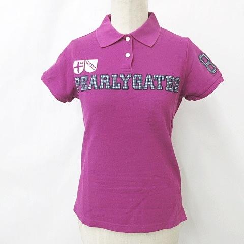 パーリーゲイツ PEARLY GATES ゴルフ ポロシャツ 半袖 刺繍 パープル 紫 0 レディー...