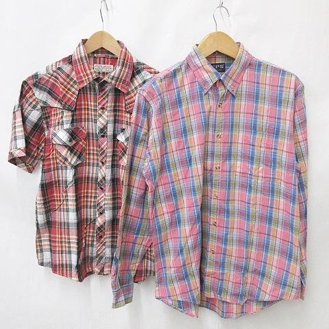 CPS Glove House シャツ 半袖 長袖 2枚セット ボタンダウン チェック ピンク ブル...