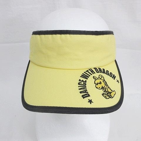 ダンスウィズドラゴン Dance With Dragon ゴルフ サンバイザー 帽子 ロゴ 刺繍 黄...