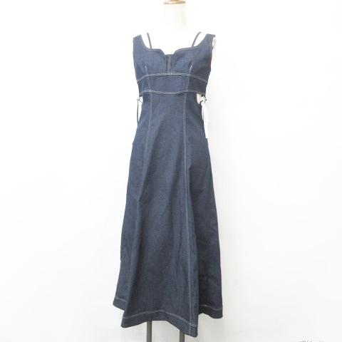 未使用品 リリーブラウン Lily Brown ワンピース ノースリーブ ロング フレア ストレッチ...