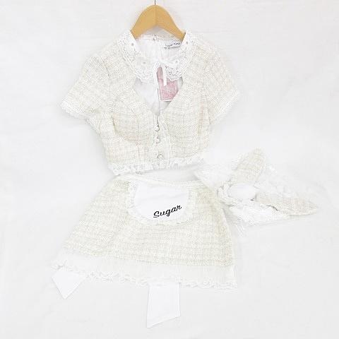 未使用品 sugar nine ハロウィン コスプレ セット メイド スカート 半袖 ミニ 網タイツ...