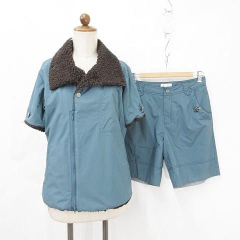 ヒールクリーク ゴルフ セット ジャケット ハーフパンツ ショート 半袖 ジップ ボア 蓄熱 裏起毛...