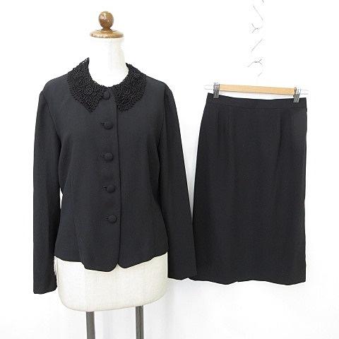 AGRADECER フォーマル ブラックフォーマル セットアップ ブラウス ノーカラー レース スペ...