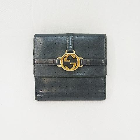 グッチ GUCCI 財布 二つ折り財布 115080-2888 レザー パンチング加工 ダブルホック...