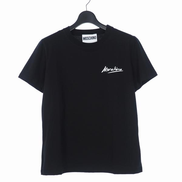 モスキーノ MOSCHINO 20SS ロゴ プリント Tシャツ カットソー 半袖 42 黒 ブラッ...